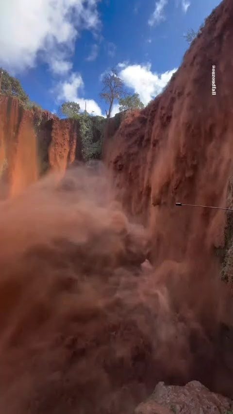 Ouzoud Waterfalls in flood, 2026